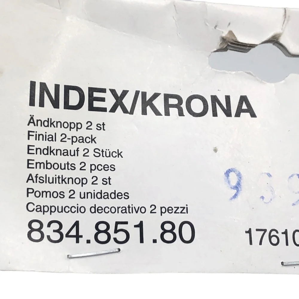 IKEA Index/Krona 2 Pcs Black Metal Curtain Rod Spiral Finials